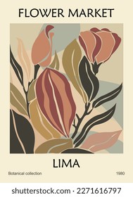 Abstraktes Plakat Blumenmarkt Lima Vektorkunst.