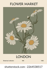 Abstract poster Flower Market London print vector.