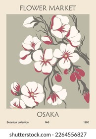Abstract poster Flower Market Osaka print vector.