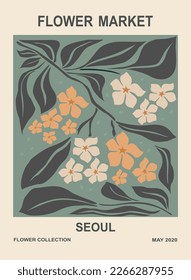 Abstract poster Flower Market Seoul print vector.