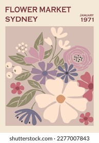 Abstract poster Flower Market Sydney print vector.