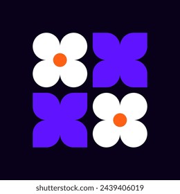 Abstract poster with flowers. Modern geometric vector illustration for wall decoration, interior, wallpaper, banner.
