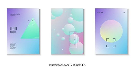 Abstract Poster. Fluorescent Circle Template. 3d Design. Geometric Digital Elements. Gradient Background. Memphis Placard. Violet Triangle Set. Blue Abstract Poster