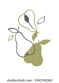 Abstract poster with fruits -  pear. Contemporary art. Vector abstract print.