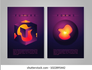 Abstract poster. Future forms vector cover with vibrant gradient and plasma.