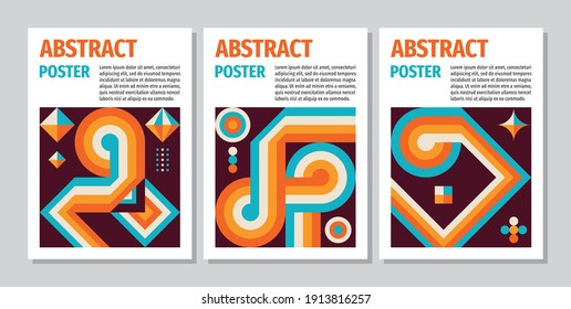 Abstract poster geometric background concept design. Vertical banner set. Layout pattern. Decorative ornament mosaic. Vector illustration.  