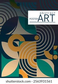 Abstract poster with geometric patterns, bold shapes, and vibrant colors. Modern and stylish composition, perfect for artistic and creative projects. Vector illustration