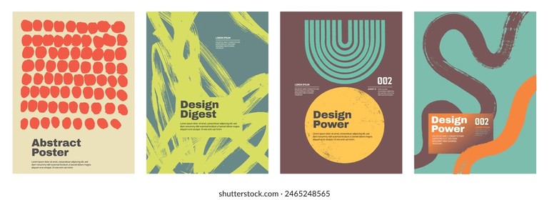 Abstract poster. Geometric shape background vector set. Minimalist style cover template. Vibrant perspective collection. Popular ideal design for social media, poster, cover, banner, flyer.