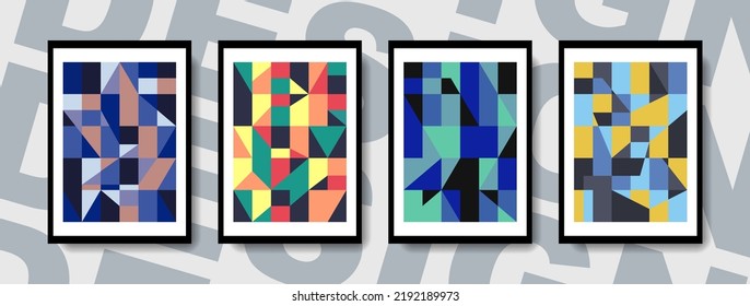Abstract poster geometric shape color and cover minimal design modern