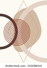 Afiche abstracto con formas geométricas y puntos