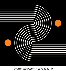 Abstract poster with geometric shapes. Wall decor. Mid century art print. Vector illustration. Bohemian style. 
