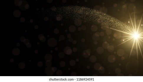 Abstraktes Poster mit goldenem Licht, Feuerwerk. Bokeh-Effekt. Festliche Dekoration, Weihnachten und Neujahr. Vektorhintergrund.