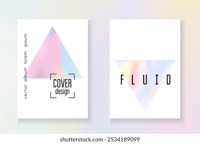 Abstract Poster. Gradient Fluid. Purple Color Flyer. Business Retro Brochure. Iridescent Texture. Pastel Concept. Digital Vector. Blue Abstract Poster