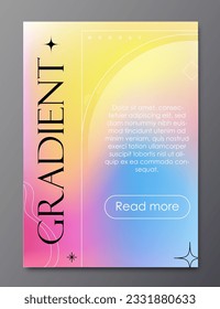 Abstract poster with gradient vector. Pastel colorful geometric shapes, arch. Aesthetics and elegance. Cover or banner for website. Cartoon flat illustration isolated on grey background