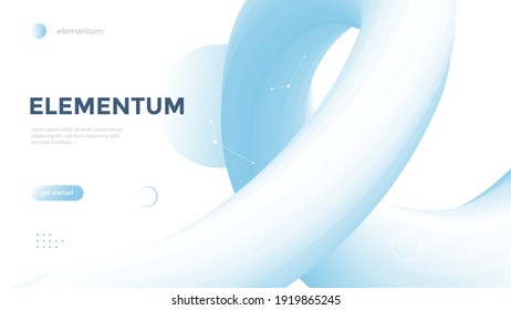 Abstract poster with gradient white and blue wave. Vector duotone background with geometric 3d shapes. Minimal compositions design for cover, landing page.
