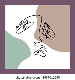 Abstract poster with a hand-drawn face. Modern, minimalistic style. Vector illustration