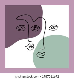 Afiche abstracto con la cara dibujada a mano. Estilo moderno y minimalista. Ilustración del vector