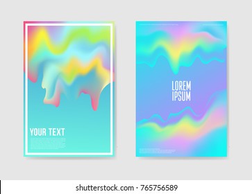 Abstract Poster Holographic Forms Background. Fluid Shapes Brochure Template. Futuristic Banner Identity Card Design. Vector illustration