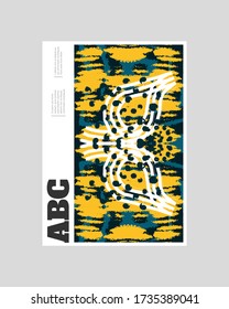 Abstract poster illustration. Colorful lines, spots, dots and paint strokes. Decorative symmetric wallpaper, backdrop. Hand drawn texture, decor elements and shapes. Eps10 vector.
