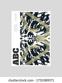 Abstract poster illustration. Colorful lines, spots, dots and paint strokes. Decorative symmetric wallpaper, backdrop. Hand drawn texture, decor elements and shapes. Eps10 vector.