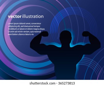 Abstract poster with the image of silhouettes athlete bodybuilder. Suitable for advertising sports clubs, competitions, performances, competitions. Vector illustration