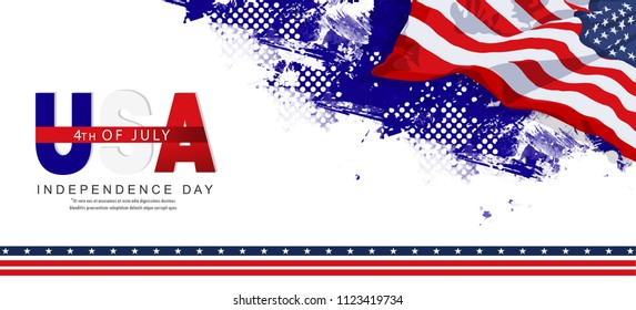 abstract or poster for Independence Day of USA, 4th of July , with creative facebook banner design illustration