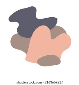 afiche abstracto con jarrón de forma irregular. Afiche en un interior moderno. Doodles elegantes, manchas de colores cálidos