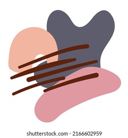 abstract poster with irregular shape vase. Poster in a modern interior. Stylish doodles, patches of warm colors