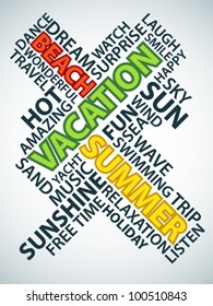 Abstract poster made from words which relate with summer and vacation