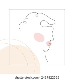 Afiche abstracto de un hombre en una línea. Afiche abstracto. Cara. Una línea de arte. Vector. Ilustración. Gente. EPS10