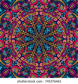 abstract poster mandala doodle background. kaleidoscopic funky style coloring page