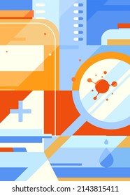 Abstract poster with medical kit. Placard design in flat style.