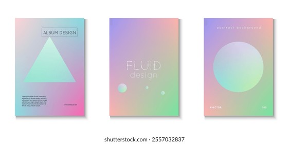 Abstract Poster. Minimal Design. Pink 3d Set. Gradient Background. Hologram Elements. Aesthetic Bright Template. Fluorescent Memphis Banner. Blue Abstract Poster