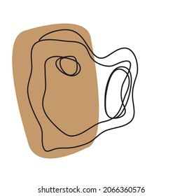 Abstract poster with minimal face line.One line drawing style.