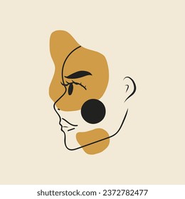 Abstraktes Poster mit minimalem Gesicht. Ein Zeichenstil für eine Linie. Flache Vektorgrafik, handgezeichneter Cartoon.