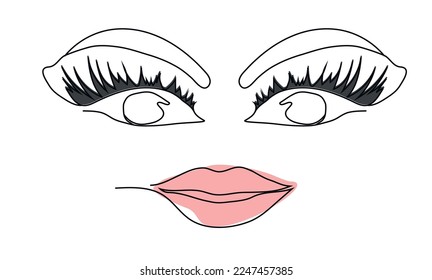 Afiche abstracto con mínima cara femenina. una mujer joven y hermosa aislada en un fondo blanco. El estilo de dibujo de una sola línea. ilustración para imprimir, banner, tarjeta, moderno, de moda 