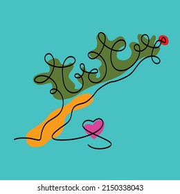 Abstract poster with minimal trees, single line drawing style.
