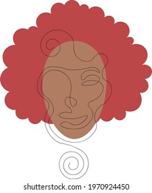 Abstract poster with minimal woman face. One line drawing style.