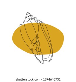 Abstract poster with minimalistic seashell. One line drawing style. Vector illustration on isolated background.