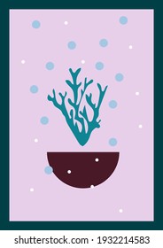 Abstract poster with organic shapes, leaves, corals Contemporary collage , hand drawn elements. Vector illustration.