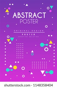Abstract poster original design, creative solution placard template, purple background for banner, invitation, flyer, cover, brochure vector Illustration