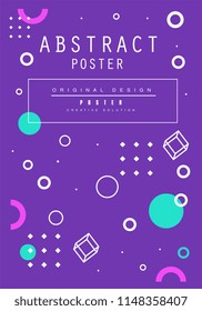 Abstract poster original design, creative solution placard template in blue color, trendy bright background for banner, invitation, flyer, cover, brochure vector Illustration