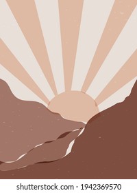Panorama de afiches abstractos. Resumen de diseño vectorial para decoración casera con montañas.
