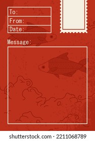 Abstract poster in retro asian style for your banner, flyer or business card. Modern, trendy colors, minimalism art, vector illustration.