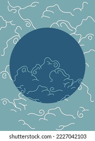 Abstract poster in retro asian style for your banner, flyer or business card. Modern, trendy colors, minimalism art, vector illustration.