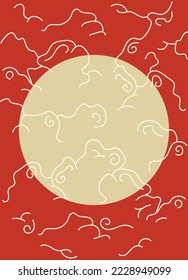 Abstract poster in retro asian style for your banner, flyer or business card. Modern, trendy colors, minimalism art, vector illustration.