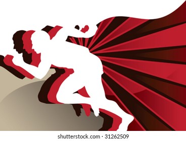 Abstract poster with runners. Vector illustration.