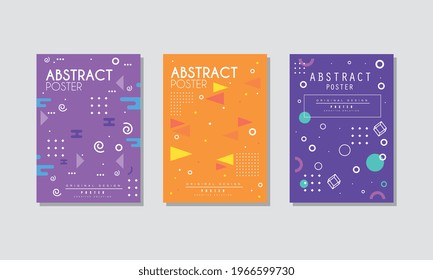 Abstract Poster Set, Bright Modern Cover, Brochure, Banner, Background Design Vector Illustration