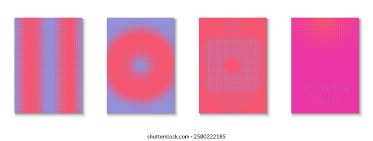 Abstract Poster Set. Cool Memphis Art With Circles. Flat Invitation With Geometric Frame. Line Flyer. Minimalist Halftone Background. Geometric Business Texture. Trendy Abstract Poster