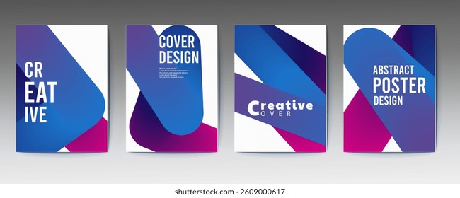 abstract poster, set, Abstract gradient poster background vector set. Minimalist style cover template with vibrant perspective 3d geometric prism shapes collection, social media, cover, banner, flyer.